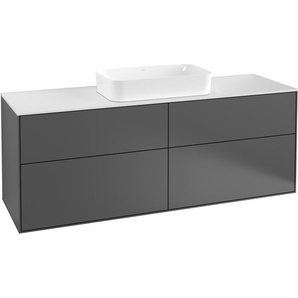 Villeroy & Boch Finion Waschtischunterschrank, 4 Auszüge, mit Beleuchtung, mit Hahnloch, 1600x603x501mm, Glass White Matt, G32100GF