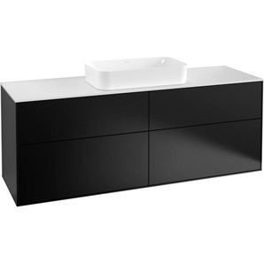 Villeroy & Boch Finion Waschtischunterschrank, 4 Auszüge, mit Beleuchtung, mit Hahnloch, 1600x603x501mm, Glass White Matt, G32100PD