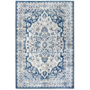 Villeroy & Boch Flachwebeteppich Kollektion 1869, Blau, Creme, Textil, orientalisch, rechteckig, 120x170 cm, Oeko-Tex® Standard 100, in verschiedenen