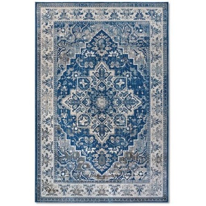 Villeroy & Boch Flachwebeteppich Kollektion 1869, Blau, Creme, Textil, orientalisch, rechteckig, 120x170 cm, Oeko-Tex® Standard 100, in verschiedenen