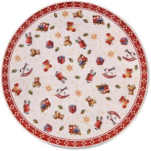 Villeroy & Boch Flachwebeteppich Toys Delight, Mehrfarbig, Rot, Textil, Weihnachten, rund, Oeko-Tex® Standard 100, rutschfest, in verschiedenen Größen erhältlich, pflegeleicht, strapazierfähig, leicht zusammenrollbar, rutschfeste Unterfläche, Teppiche &