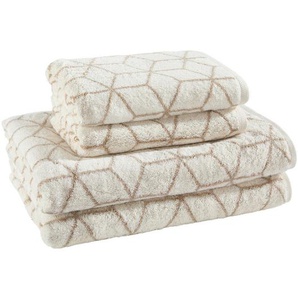 Villeroy & Boch Frottierset Coordinates Carré, Beige, Textil, 4-teilig, Abstraktes, Oeko-Tex® Standard 100, saugfähig, Aufhängeschlaufe,