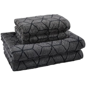 Villeroy & Boch Frottierset Coordinates Carré, Graphit, Textil, 4-teilig, Abstraktes, Oeko-Tex® Standard 100, saugfähig, Aufhängeschlaufe,