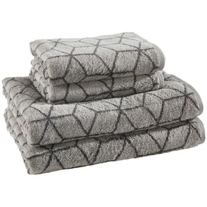 Villeroy & Boch Frottierset Coordinates Carré, Grau, Textil, 4-teilig, Abstraktes, Oeko-Tex® Standard 100, saugfähig, Aufhängeschlaufe,