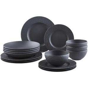 Villeroy & Boch Kombiservice Manufacture Rock, Schwarz, Keramik, 16-teilig, 430 ml, Essen & Trinken, Geschirr, Geschirr-Sets, Tafelservice