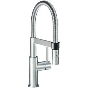 Villeroy & Boch Küchenarmatur Steel Expert Compact, Edelstahl, Metall, 4.2x40x22 cm, herausziehbare Spülbrause, schwenkbarer Auslauf 360°, Armaturen