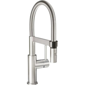 VILLEROY & BOCH Küchenarmatur Steel Expert Compact, Hochdruck-Armatur, Umschaltfunktion, wassersparend, Edelstahl massiv