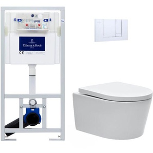 Pack wc Vorwandelement + wc Swiss Aqua Technologies spülrandlos und unsichtbare Befestigungen + Chromplatte - Villeroy&boch