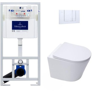 Villeroy&boch - Pack wc Vorwandelement + wc Swiss Aqua Technologies spülrandlos und unsichtbare Befestigungen + Chromplatte(ViConnectInfinitio-1