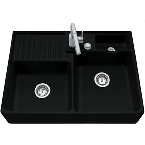 Villeroy & Boch Sp�lstein Doppelbecken Ebony - 6323 92 S5 Keramiksp�le Excenter inkl. Hahnl�cher 1+2