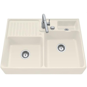 Villeroy & Boch Sp�lstein Doppelbecken Ivory - 6323 92 FU Keramiksp�le Excenterbet�tigung inkl. Hahnloch 1 + 2