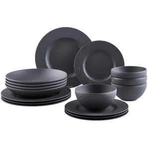 Villeroy & Boch Tafelservice Manufacture Rock, Schwarz, Keramik, 16-teilig, Essen & Trinken, Geschirr, Geschirr-Sets, Tafelservice