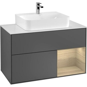 Villeroy & Boch V&B Waschtischunterschrank Finion 100, Pl we m, Reg re Oa ven, Anthrac. m F121PCGK