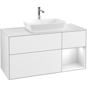 Villeroy & Boch V&B Waschtischunterschrank Wandbeleuchtung Finion 120cm, Pl w m, Rg g wh. Lac, glo wh. Lac G831GFGF