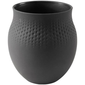 Villeroy & Boch Vase, Schwarz, Keramik, bauchig, 16.5x17.5x16.5 cm, zum Stellen, Dekoration, Vasen, Keramikvasen