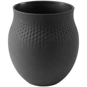 Villeroy & Boch Vase Collier Noir, Schwarz, Keramik, bauchig, 16.5x17.5x16.5 cm, zum Stellen, Dekoration, Vasen, Keramikvasen