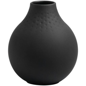 Villeroy & Boch Vase Manufacture Collier, Schwarz, Keramik, bauchig, 12 cm, zum Stellen, Dekoration, Vasen, Keramikvasen