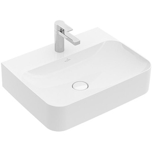 Villeroy&Boch Waschtisch Finion 600x470mm 3L Arm mittl HL o ÜL Eckig US geschl Stone White C+, 41686LRW