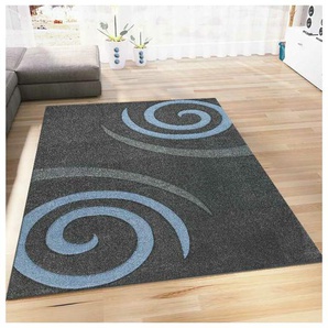 Vimoda - Cascadapl6678 Blau Kreisel Konturenschnitt Teppich,120x170 cm