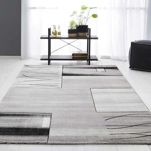 Vimoda - Designer Teppich Wohnzimmer Grau Kacheloptik mit Farbverlauf und Konturenschnitt,80x300