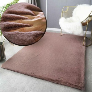 Vimoda - Fellteppich Kunstfell Teppich in Alt Rose Extrem Flauschig Seidiger Glanz,140x200 cm