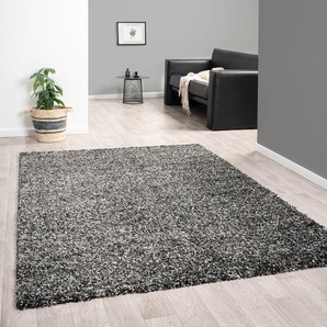 Vimoda - Hochflor Teppich lux Shaggy Wohnzimmer Schlafzimmer Mehrfarbig Meliert Extra Dicht,120x170 cm, Anthrazit