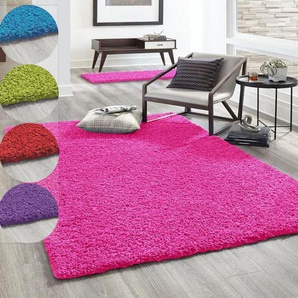 Vimoda - Hochflor Teppich Prime Shaggy Langflor Wohnzimmer Schlafzimmer Rund Farbig,Pink, ø 200 cm Rund