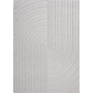 Vimoda - Moderner Kurzflor-Teppich Boho Wohnzimmer Schlafzimmer dünn mit 3D Hoch-Tief Effekt Pflegeleicht ,120x170 cm, L.Grey