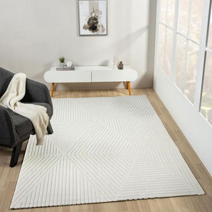 Vimoda - Moderner Kurzflor Teppich Wohnzimmer Schlafzimmer Skandinavisch in Creme,160 x 230 cm, Raute