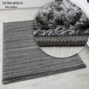 Vimoda - Moderner Wohnzimmer Teppich Extra Weich Mikrofaser Spezial Melierung Grau,80x150 cm