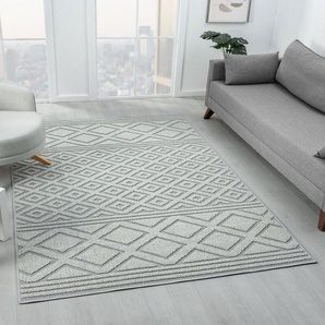 Vimoda - Teppich Boho Hochflor Wohnzimmer, Schlafzimmer, Modern Skandinavisch, Waschbarer Teppich 3D,Grau, 200x290 cm