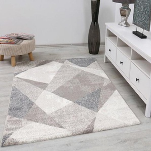 Vimoda - Teppich Geometrische Muster Marmor Optik Modern Grau Beige Meliert,200x280 cm