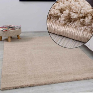 Vimoda - Teppich Hochflor Beige Extra Weich Mikrofiber Flauschiger für Wohnzimmer, Schlafzimmer, kinderzimmer,120 x 170 cm