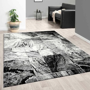 Vimoda - Teppich Kurzflor Abstrakt Mauer Stein Stillvoll Design in Grau /Schwarz für Wohnzimmer, schlafzimmer, kinderzimmer,200 x 290 cm