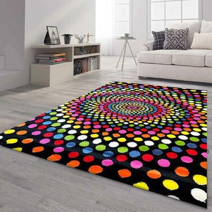 Vimoda - Teppich Kurzflor Bunt Wohnzimmer Patchwork Wellen Punkte Farbig Modern,160x230 cm, B416