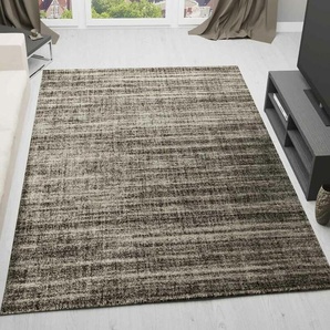 Vimoda - Teppich kurzflor Modern dichter melierter Braun Weiß für Wohnzimmer, Schlafzimmer, kinderzimmer,80x300 cm