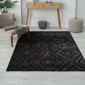 Vimoda - Teppich Modern Super Weicher Wohnzimmer Teppich, 3D Effekt, Hochflor, Langflor, Skandinavisch Robust,200x290 cm, Anthrazit