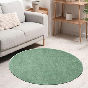 Vimoda - Teppich rund Wohnzimmer Kurzflor Einfarbig für Schlafzimmer kinderzimmer weich Rund,Grün, 160 cm Round