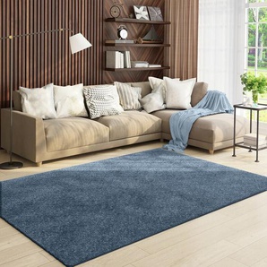Vimoda - Teppich Wohnzimmer Kurzflor Einfarbig für Schlafzimmer kinderzimmer weicher pflegeleichter, versch.- Größen, Farben,200 cm Round, Baby.Blau
