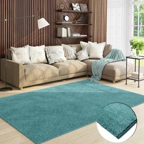 Vimoda - Teppich Wohnzimmer Kurzflor Einfarbig für Schlafzimmer kinderzimmer weicher pflegeleichter, versch.- Größen, Farben,Blau, 160x220 cm