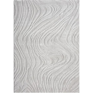 Vimoda - Teppich Wohnzimmer teppich Schlafzimmer 3D Effekt modern Weich kurzflor Wellenmuster Qualitativ,Grau, 120x170 cm