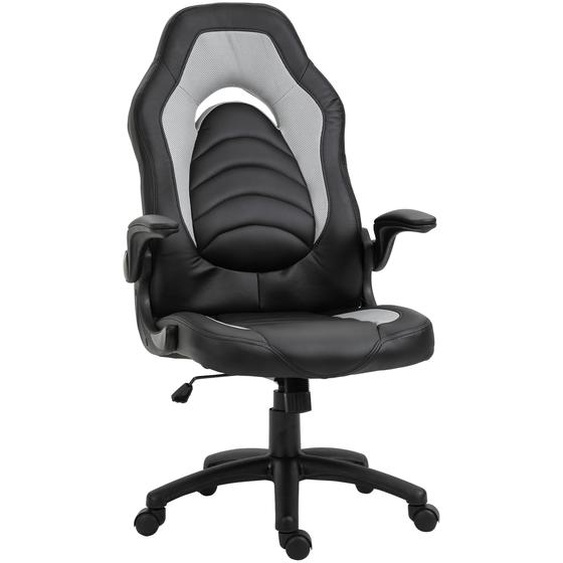 VINSETTO Gaming-Stuhl mit PU-Leder Grau 64 cm x 68,5 cm x 127 cm
