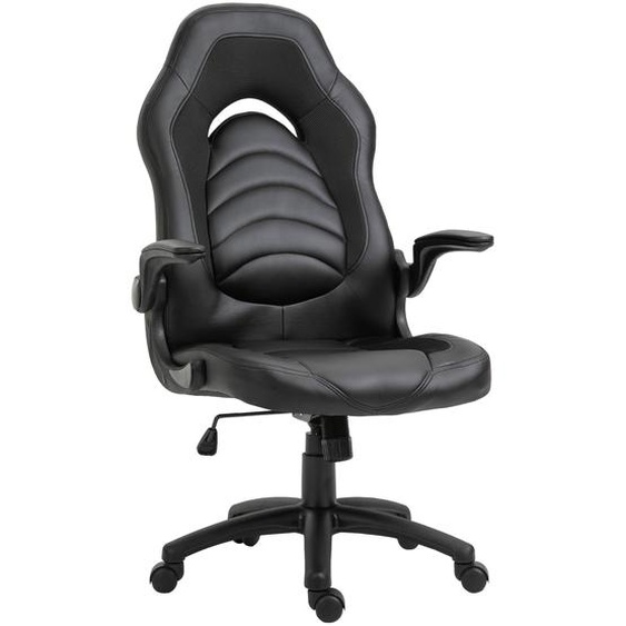 VINSETTO Gaming-Stuhl mit PU-Leder Schwarz 64 cm x 68,5 cm x 127 cm