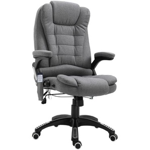 Vinsetto Massage Sessel, Bürostuhl mit Massagefunktion, Gaming Stuhl, höhenverstellbarer Chefsessel, ergonomischer Drehstuhl, PU, Grau, 67 x 67 x 116-126 cm