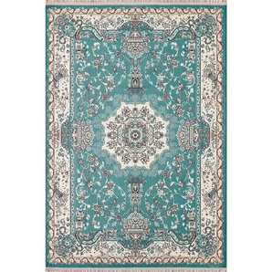 Vintage-Teppich Semerkand, Hellblau, Beige, Textil, orientalisch, rechteckig, 80x150 cm, Teppiche & Böden, Teppiche, Vintage-Teppiche