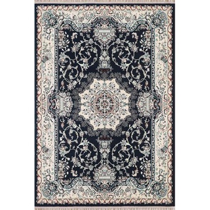 Vintage-Teppich Semerkand, Dunkelblau, Beige, Textil, orientalisch, rechteckig, 120x170 cm, Teppiche & Böden, Teppiche, Vintage-Teppiche