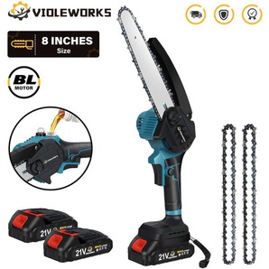 VIOLEWORKS 20.3 cm (20.3 cm) Akku-Kettensäge 2.0 Ah Kettensägen-Gartenschere 2 x 18 V-Batterien mit 2 Ketten (verbesserte Version)