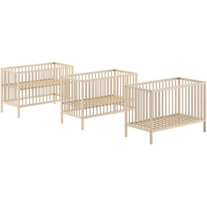 Vipack Babybett »Dino 60/120 cm mit 3-fach verstellbarem Lattenrost, stabile Bauweise«, Gitterbett aus massiver Buche, wahlweise in 3 Farben