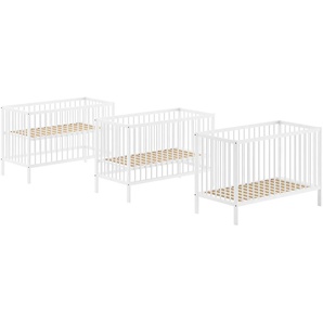 Vipack Babybett »Dino 60/120 cm mit 3-fach verstellbarem Lattenrost, stabile Bauweise«, Gitterbett aus massiver Buche, wahlweise in 3 Farben