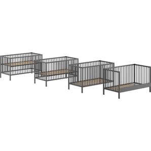 Vipack Babybett Dino 70/140 mit 3-fach verstellb. Lattenrost, inkl. 3 Schlupfsprossen, aus massiver Buche, umbaubar zum Juniorbett, wahlweise in 3 Farben